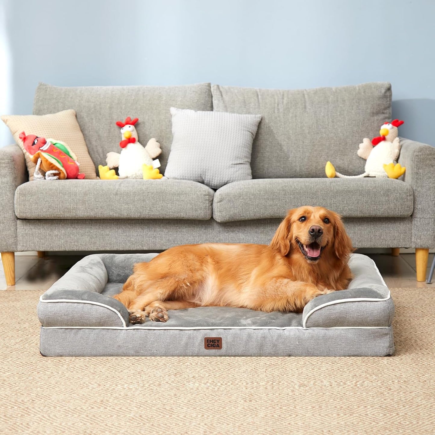 EHEYCIGA Housewarming Gift for Pet Lovers – Furniture-Style Memory Foam Dog Couch, 19 Colors Available