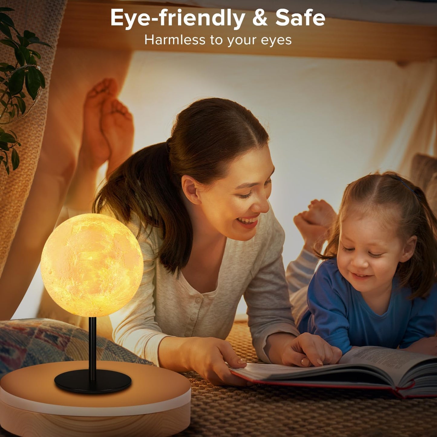 Ehobroc Moon Lamp – Playroom Table Lamp for Toddlers, Durable Lunar Design with Inline Switch