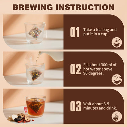 Eight-Herb TCM Tea Blend – Intentional Self-Care Brew in Neutral, Travel-Friendly Packaging, 30 Single-Serve Bags