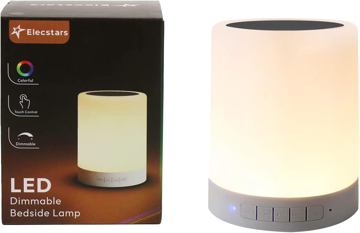 Elecstars Bluetooth Speaker Night Light for Shared Sibling Bedroom - 6 Soothing Colors and White Noise Capability, Rechargeable Kids Sleep Aid Lamp