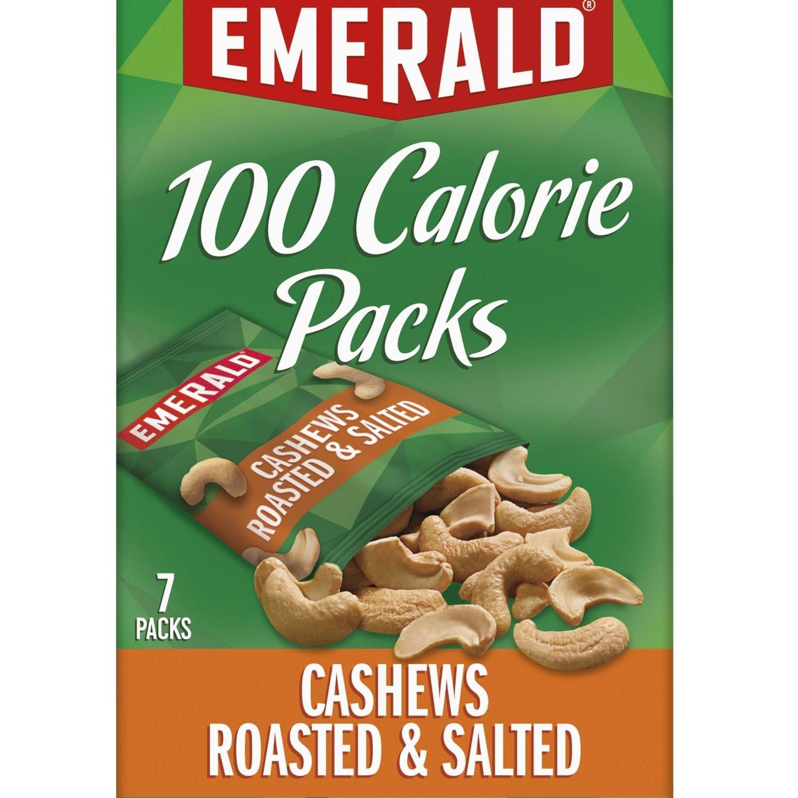 Emerald Nuts Roasted and Salted Cashews 7ct – Durable Portable Snack for Commuter Tote, Car Cup Holder, and Outdoor Adventures