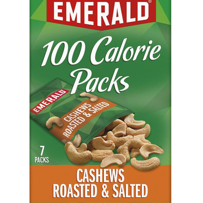 Emerald Nuts Roasted and Salted Cashews 7ct – Durable Portable Snack for Commuter Tote, Car Cup Holder, and Outdoor Adventures