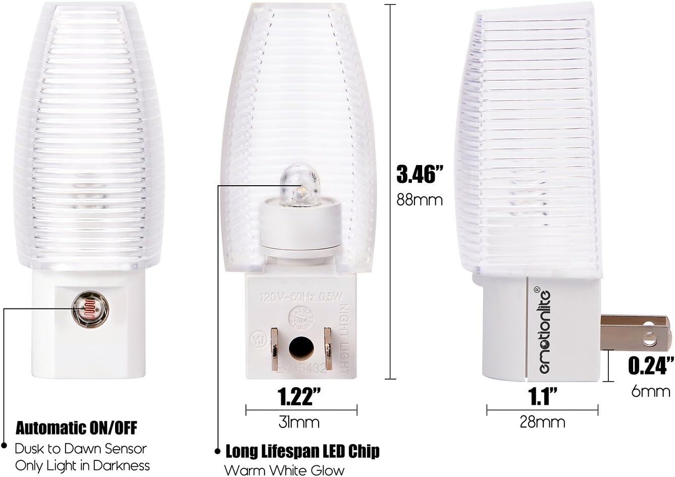 Emotionlite Flameless Night Light – Smoke and Fire-Free Glow for Whole-Home Nighttime Safety, Multi-Pack