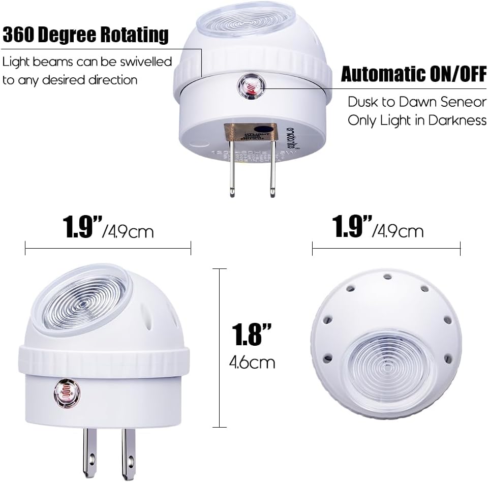 Emotionlite LED Night Light – Fear of the Dark Solution for Boys and Girls Rooms, Gentle Warm Glow, 360° Adjustable Swivel Head