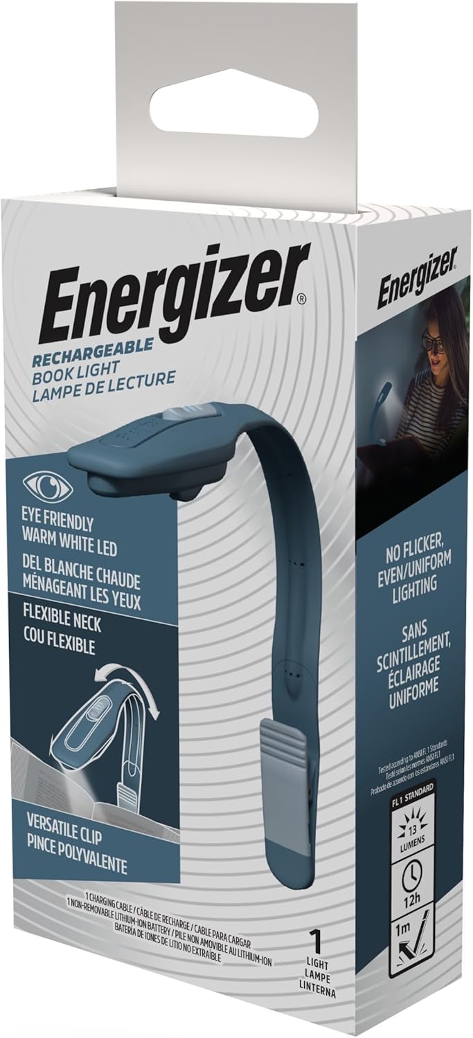 Energizer Flex-R Clip-On Reading Light – Sleep-Friendly Bedtime Light, Warm White LED for Eye Comfort
