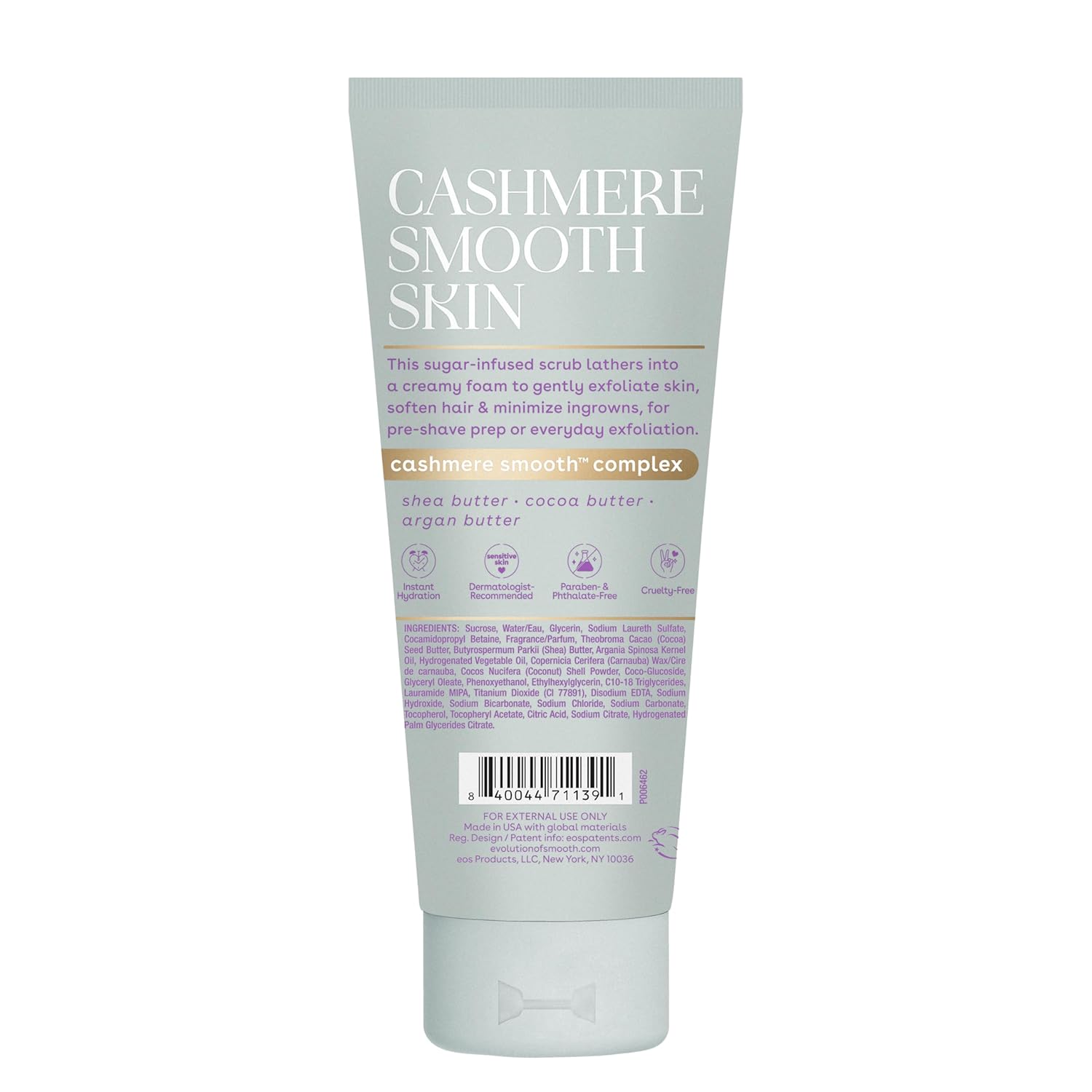 eos Cashmere Skin Collection Vanilla Body Scrub – Pre-Shave Exfoliant for Soothing Ingrown-Prone Skin in Your Self-Care Shower