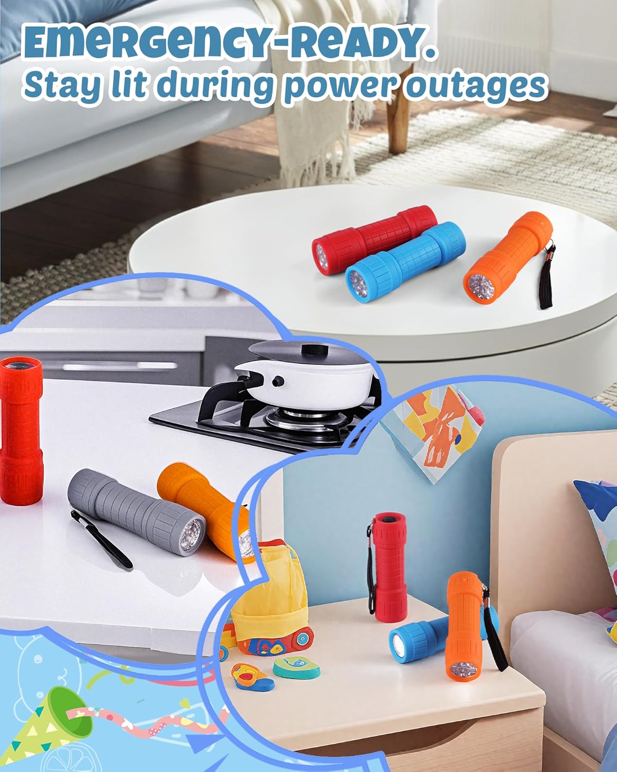 EverBrite 9-LED Flashlight 4-Pack – Drop-Resistant LED Light for Kids' Rooms, Playroom, and Backyard Adventures
