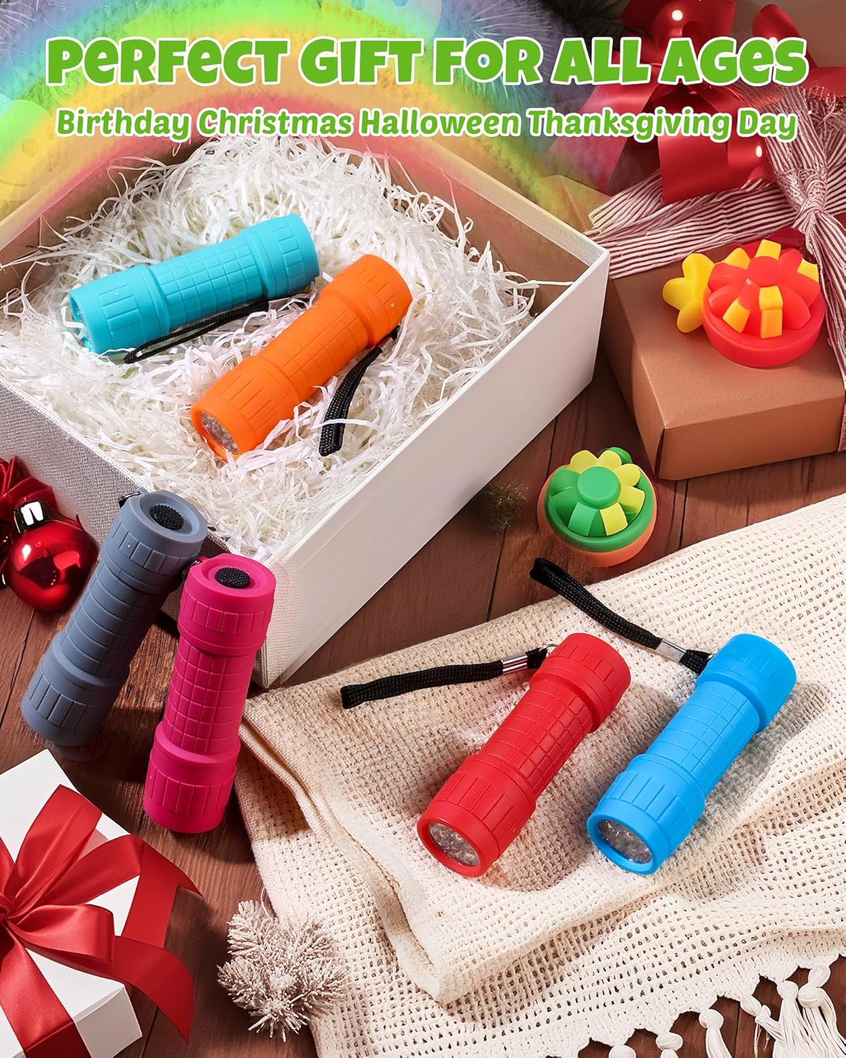 EverBrite 9-LED Flashlight 4-Pack – Drop-Resistant LED Light for Kids' Rooms, Playroom, and Backyard Adventures