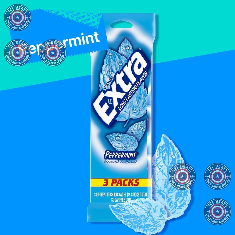 EXTRA Peppermint Sugar Free Gum Mid Afternoon Refresh Chew for Mindful Snacking