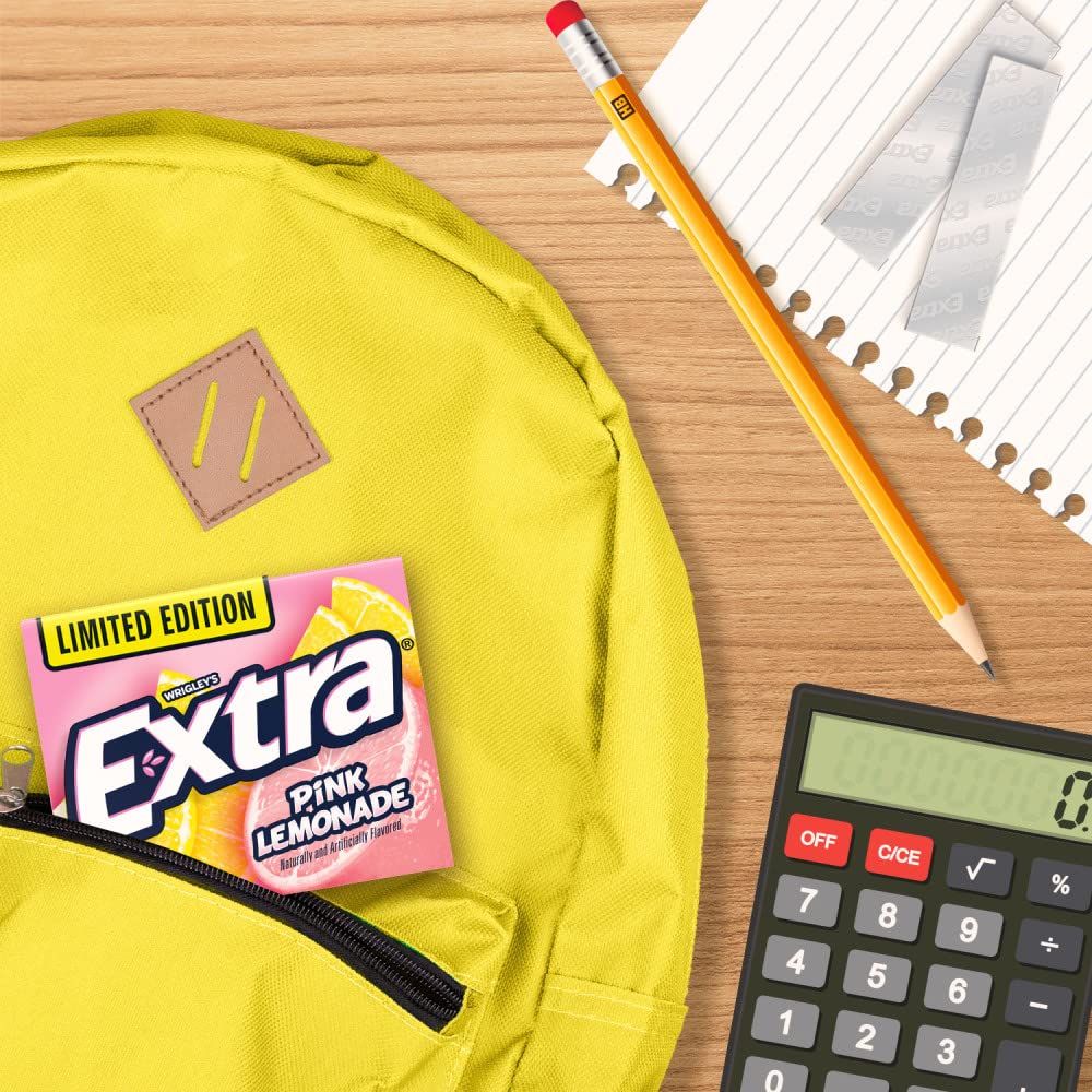 EXTRA Pink Lemonade Sugar Free Chewing Gum, 150 Count – Afternoon Pick-Me-Up Chew for Remote Workers and Home Offices