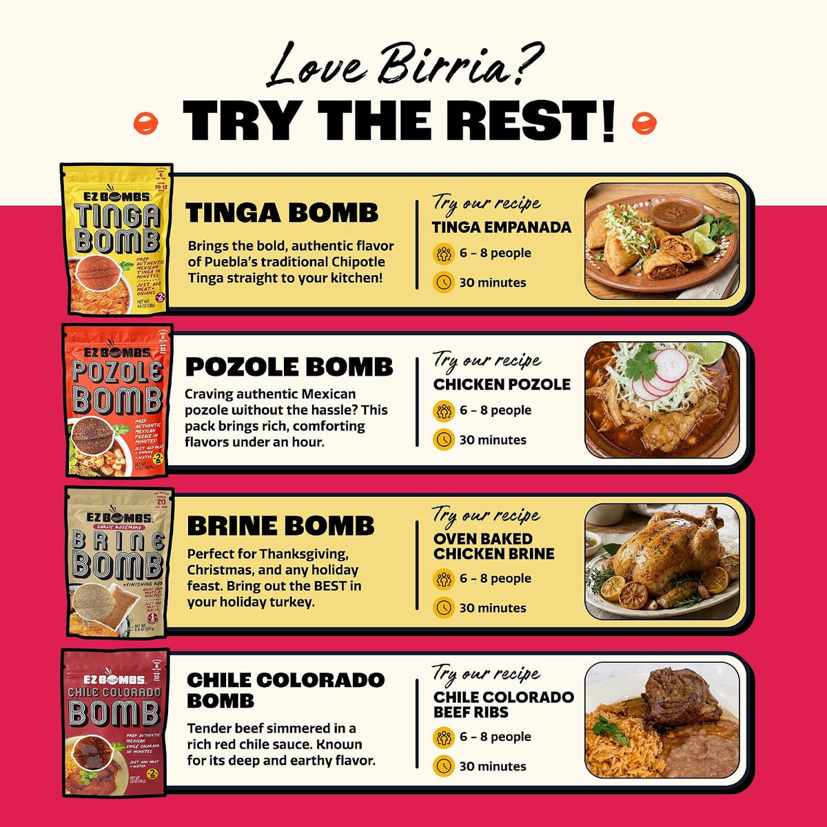 EZ Bombs Birria Bomb Seasoning – Beginner Friendly Spice Bomb for First Time Home Cooks, Apartment Kitchen Ready