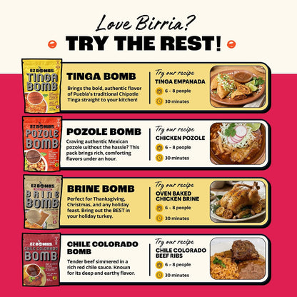 EZ Bombs Birria Bomb Seasoning – Housewarming and Hostess Gift for Taco Night Hosts, Ready-to-Use Spice Bomb Pair
