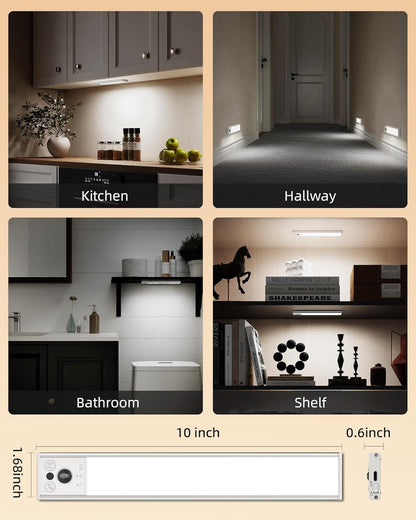 EZVALO 10inch Under Cabinet Lighting, Smoke-Free LED Closet Light with 20s Auto-Off Timer, Safer Alternative to Candles for Bedrooms & Nurseries (2 Pack)