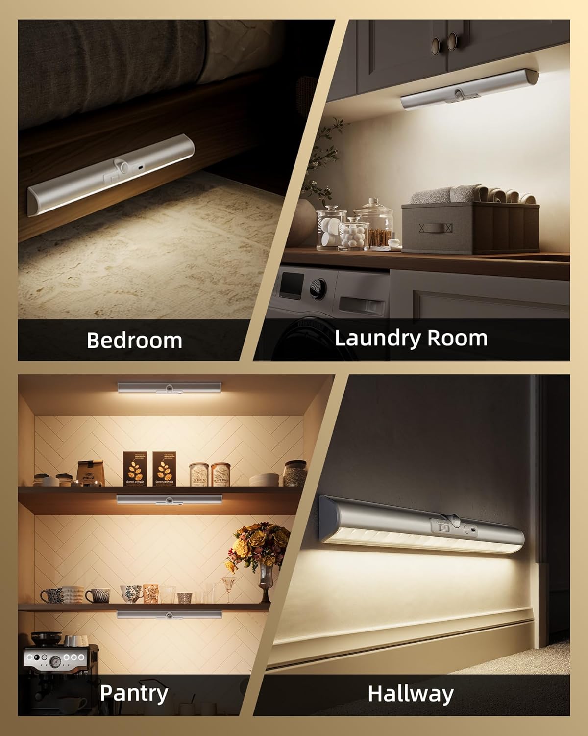 EZVALO Magnetic Motion Sensor Lights, 2 Pack — Stepless Dimming Closet Lighting for Modern Wardrobe Aesthetics