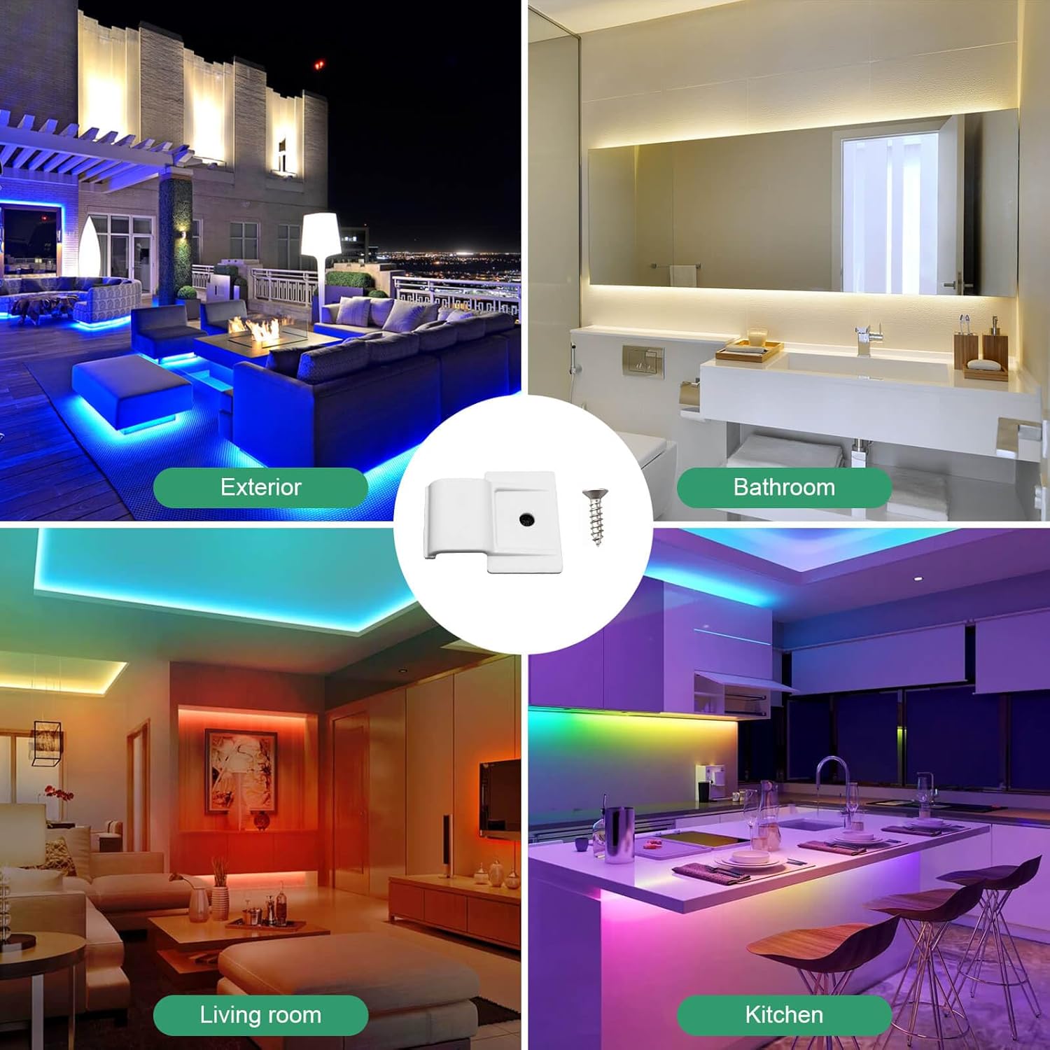 Family-Safe LED Strip Mounting Clips – Sturdy Brackets That Hold Lights Firmly Without Loose Wires in Play Areas (100 Pack)