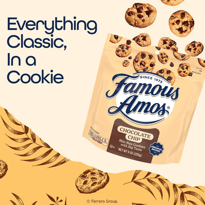 Famous Amos Original Recipe Cookies, Pre-Portioned Office Snack for Break Rooms, Co-Working Spaces, and Classrooms, 9 oz