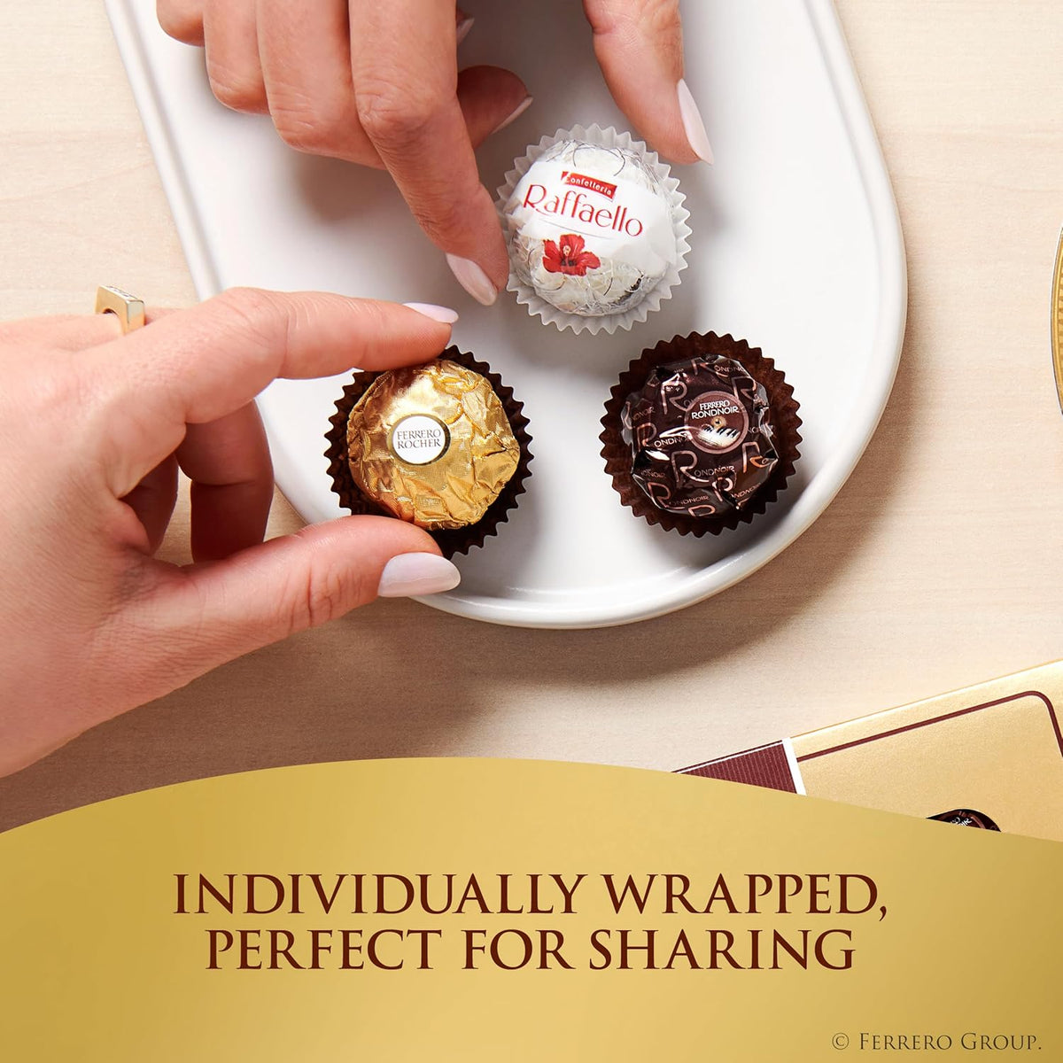Ferrero Collection Italian Crafted Confections – Sophisticated Tasting Box of Rocher Raffaello and Rondnoir, 48 Premium Pieces