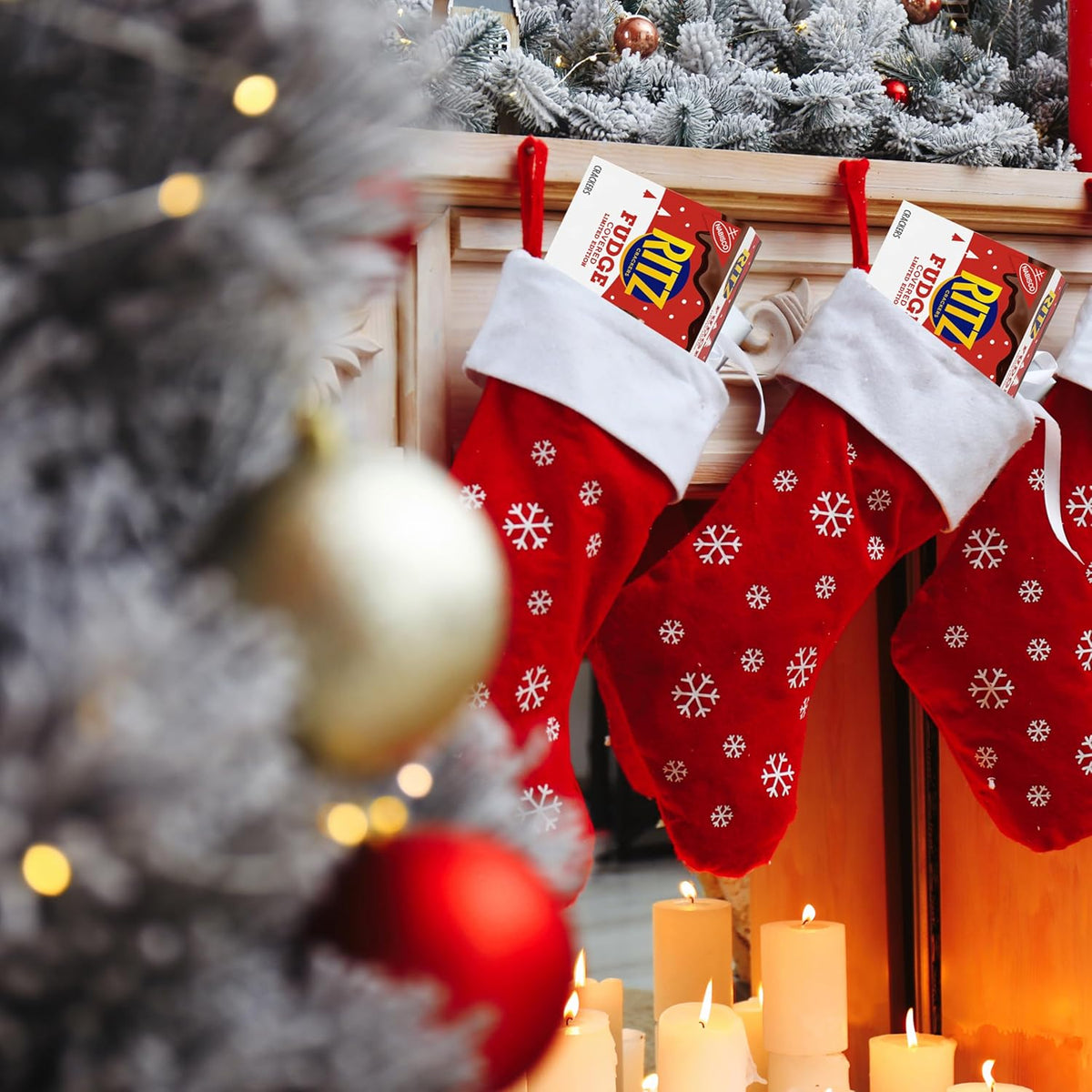 festive holiday cracker form factor (versus standard round ritz)
