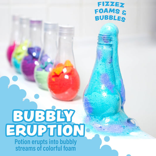 fizzing, foaming, and bubbling color eruption activated by pouring water