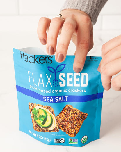 Flackers Organic Rosemary Flaxseed Crackers – Diabetic-Friendly Care Package Snack for Loved Ones