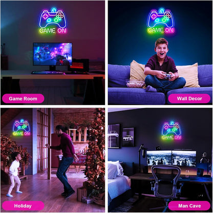 Flameless Gamepad Neon Light, 5V USB Powered LED Sign - Safe for Nursery and Kids Room Gaming Decor, No Heat and No Breakable Glass