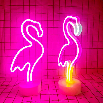 Flamingo Shaped Neon Lamp – Soft Glow Accent Piece for Bedroom Corner, Vanity Table, and Reading Nook