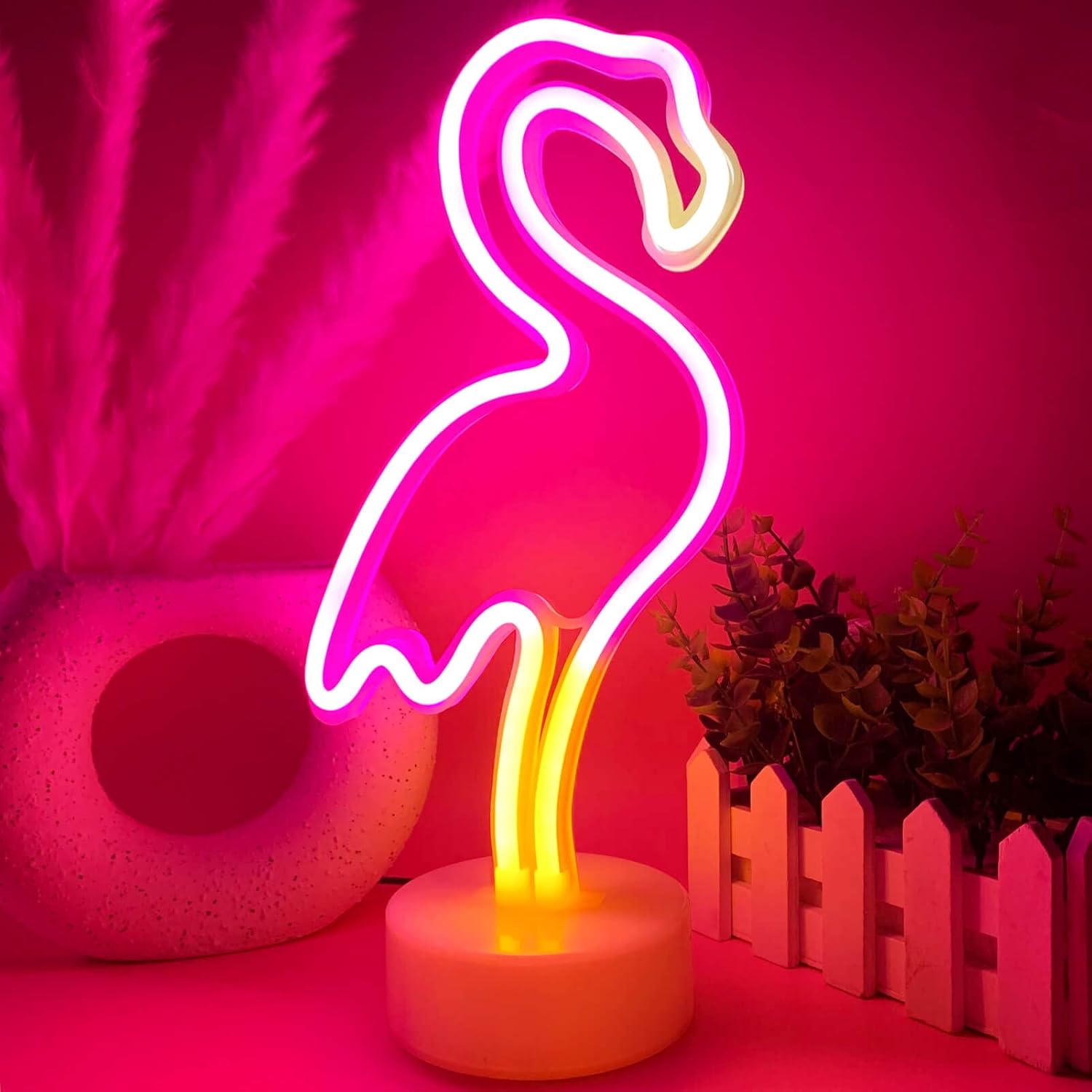 Flamingo Shaped Neon Lamp – Soft Glow Accent Piece for Bedroom Corner, Vanity Table, and Reading Nook