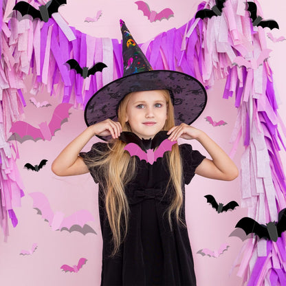 FLEATY Pink Bat Wall Decor – Thoughtful Halloween Gift for Her, Ready-to-Style 3D Bat Decal Set