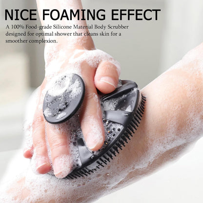 flexible silicone bristles designed for deep cleansing, easy lathering, and gentle exfoliation