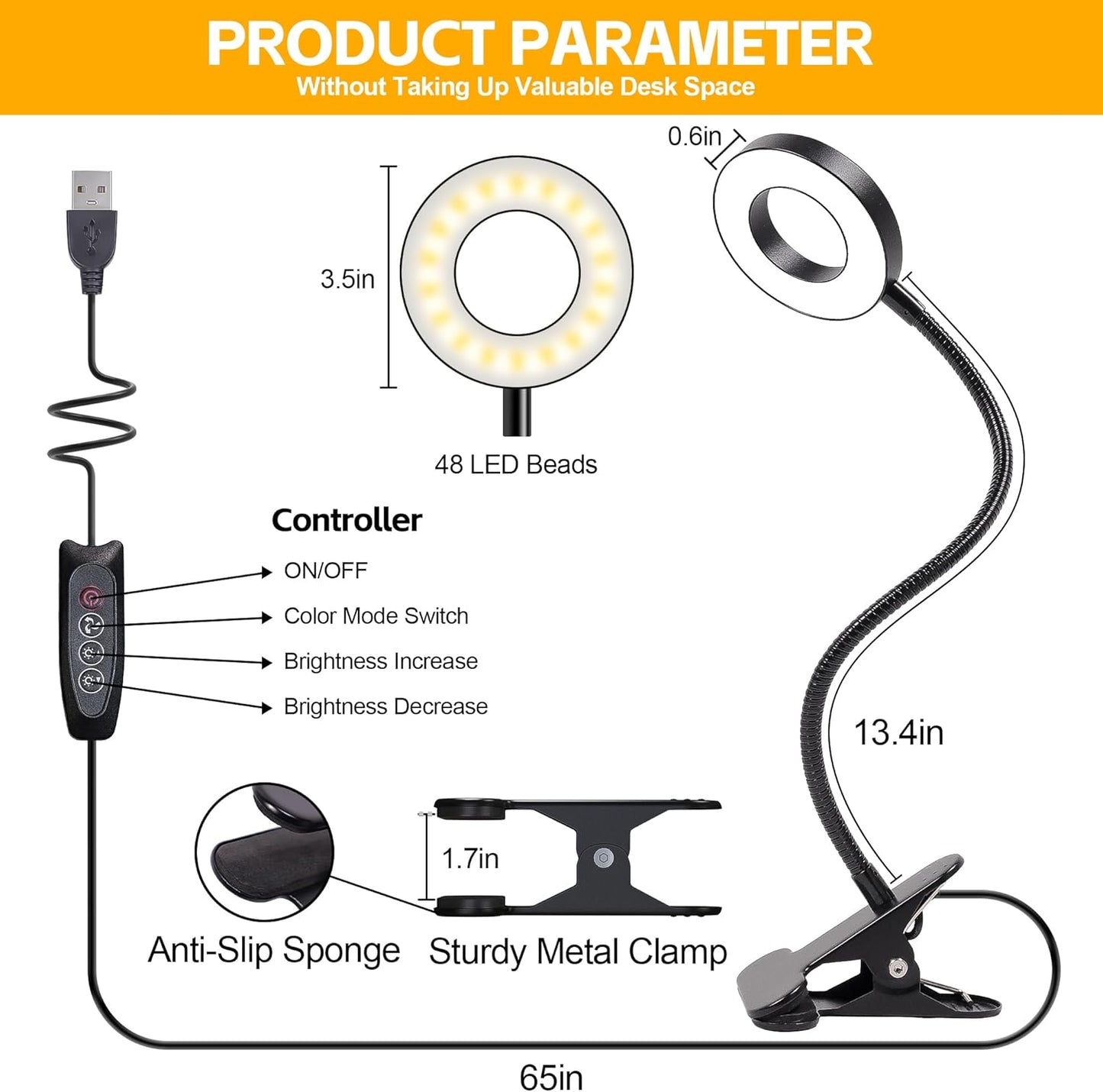 Foneso Dimmable Desk Lamp for Kids Homework and Reading – 10 Brightness Levels, No Flicker, No Heat, Safe for Nursery Use
