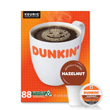 Dunkin' Hazelnut Keurig Coffee Pods – Mid-Day Energy Refill for Home Office, 88 Pod Office Pack