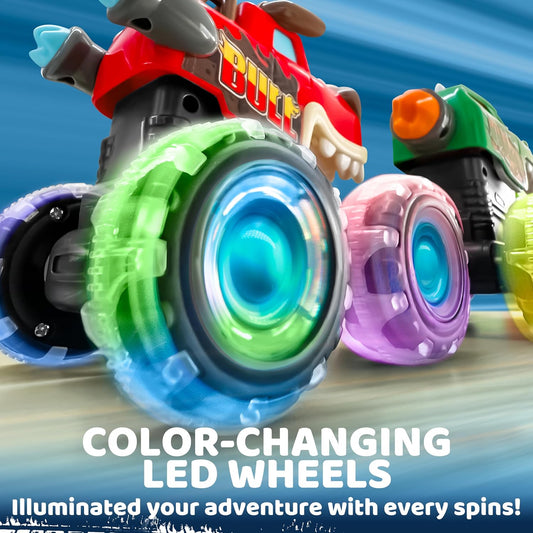 four color-changing led light-up wheels on each truck with front switch for easy on/off