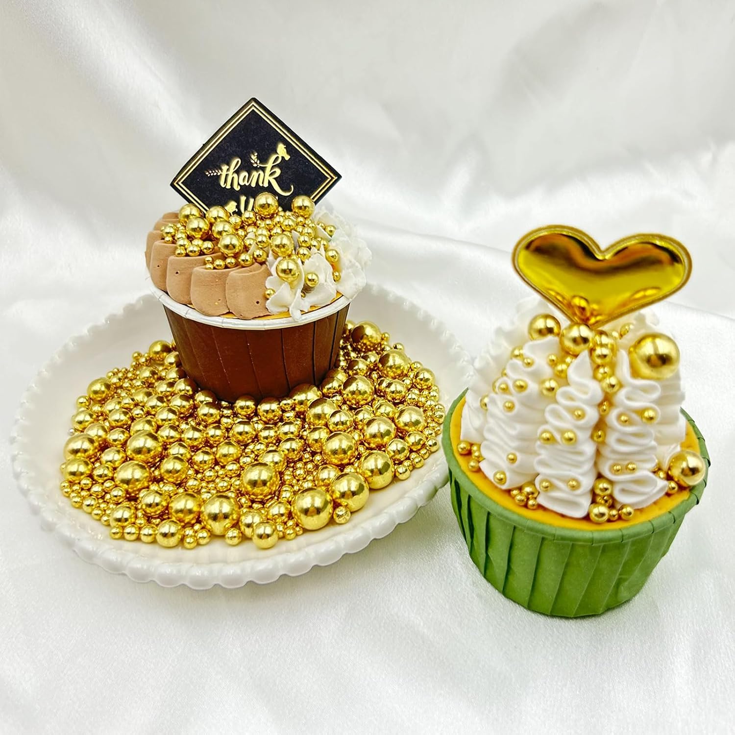 Four-Size Gold Pearl Sprinkles 7.7Oz – Decorative Toppings for Home Bakery Aesthetics and Living Room Dessert Buffets