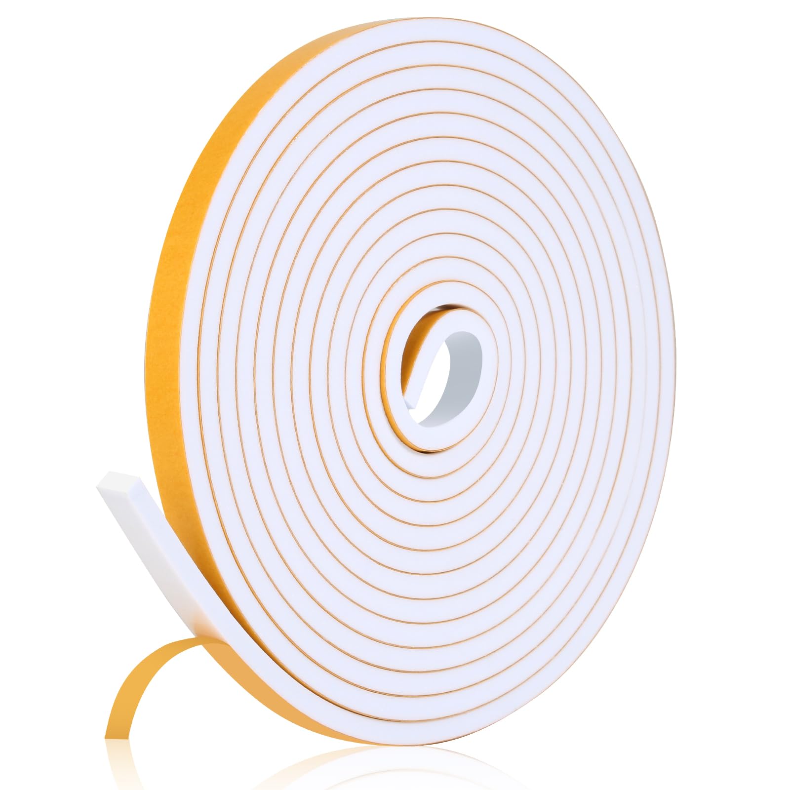 Fowong Foam Weather Strip – Intentional Living Draft Stopper in White or Black, 16ft No-Tool Door and Window Seal