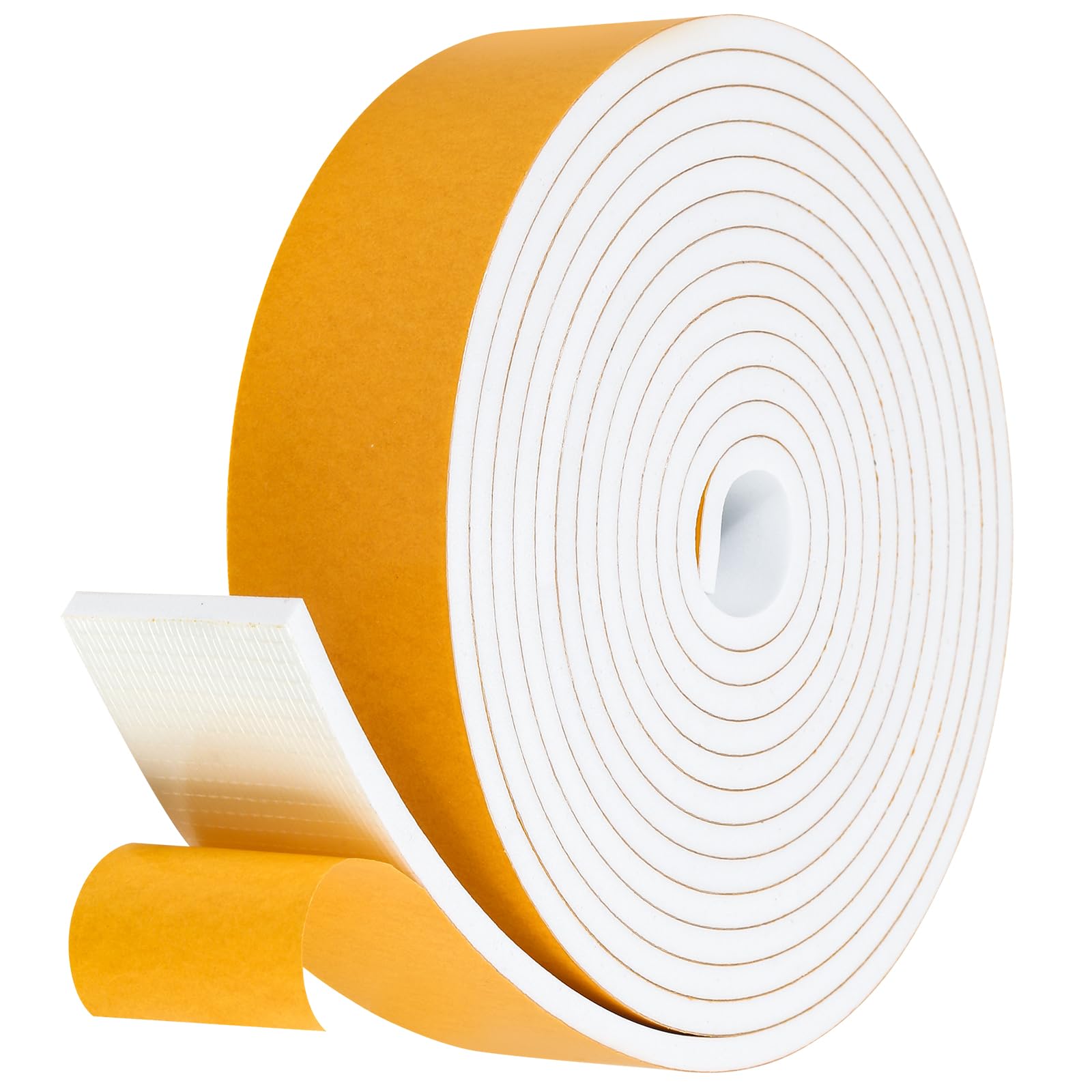 Fowong Foam Weather Strip – Intentional Living Draft Stopper in White or Black, 16ft No-Tool Door and Window Seal