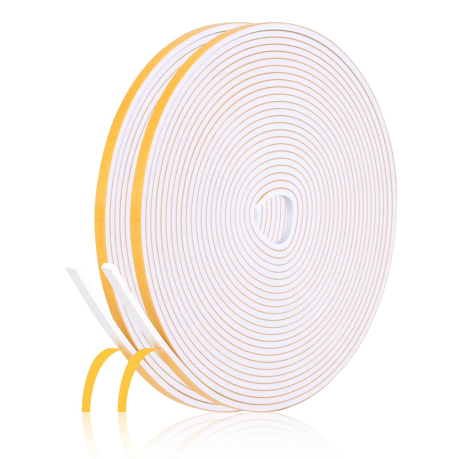 Fowong Foam Weather Strip – Intentional Living Draft Stopper in White or Black, 16ft No-Tool Door and Window Seal