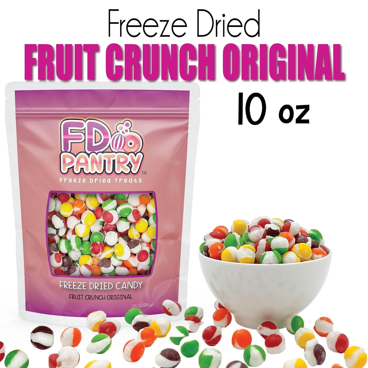 Freeze Dried Skittles Style Candy 16oz – School Snack and Road Trip Treat That Won't Stick to Braces or Caps