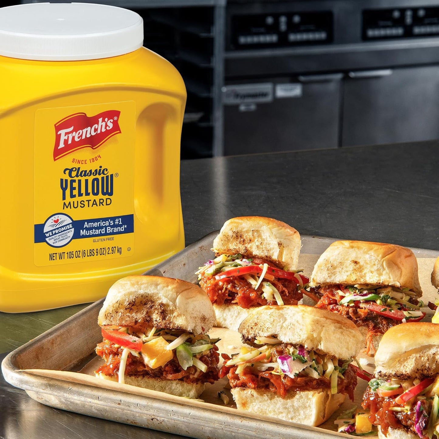 French's Classic Yellow Mustard, 105 oz – Large Family Mustard for Feeding Picky Eaters at Kids' Parties and Family Dinners