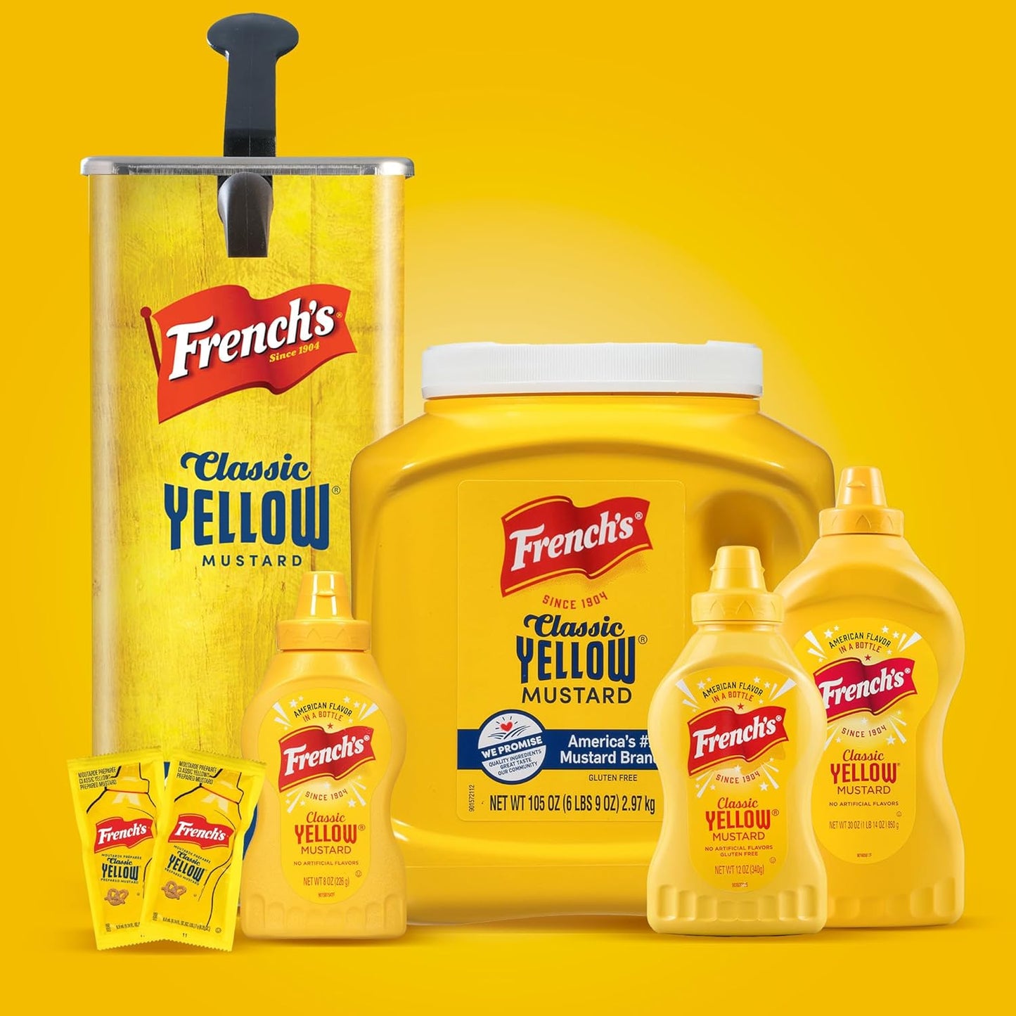 French's Classic Yellow Mustard, 105 oz – Large Family Mustard for Feeding Picky Eaters at Kids' Parties and Family Dinners