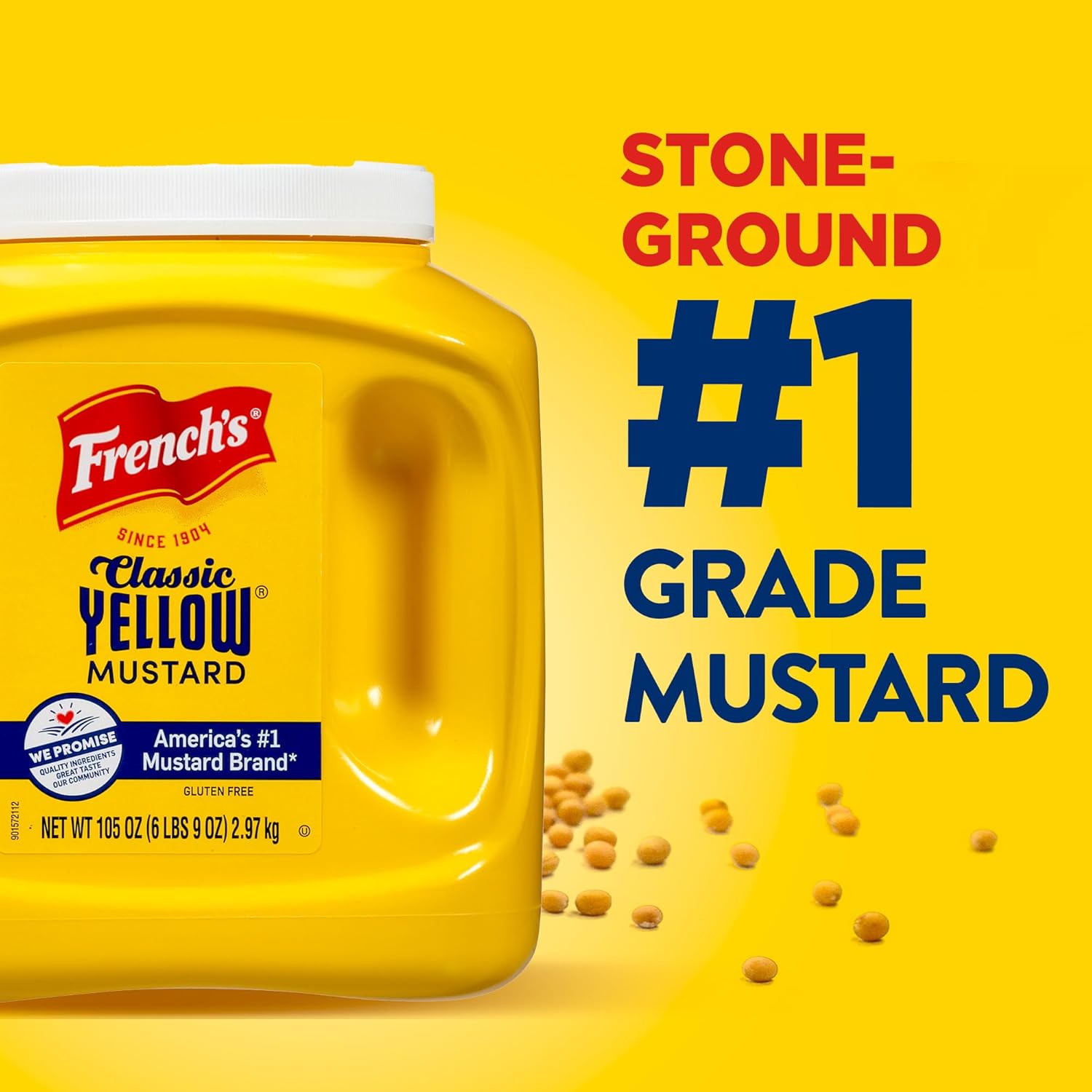 French's Classic Yellow Mustard, 105 oz – Large Family Mustard for Feeding Picky Eaters at Kids' Parties and Family Dinners