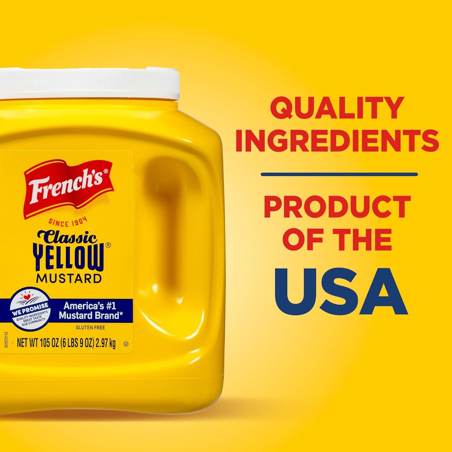 French's Classic Yellow Mustard, 105 oz – Large Family Mustard for Feeding Picky Eaters at Kids' Parties and Family Dinners