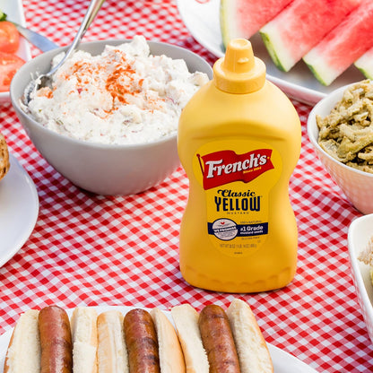 French's Classic Yellow Mustard, 30 oz – Durable Squeeze Bottle for Tailgating, Sports Venues, and Concession Stands