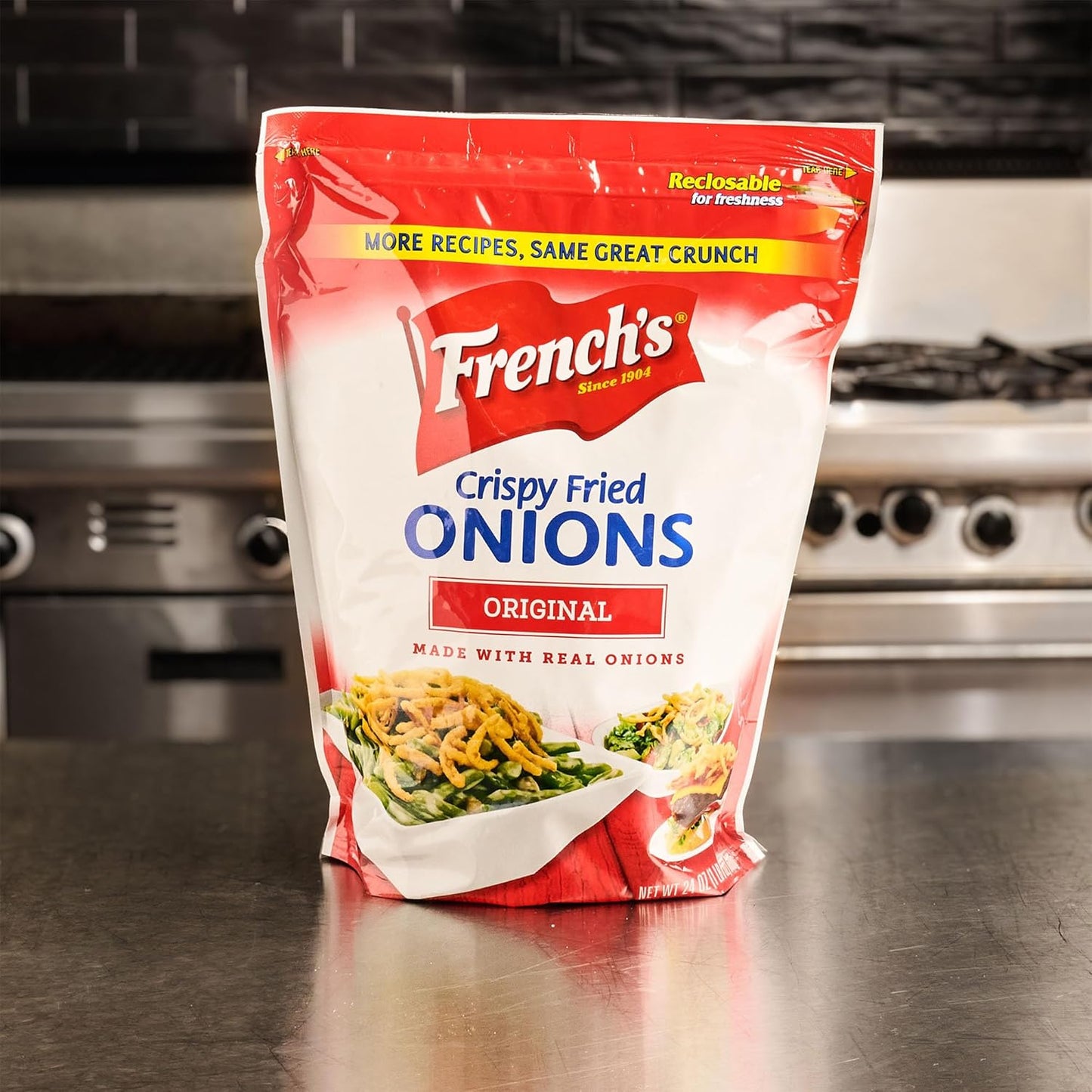 French's Original Crispy Fried Onions 24 oz – Kosher Certified Garnish for Diverse Family Tables