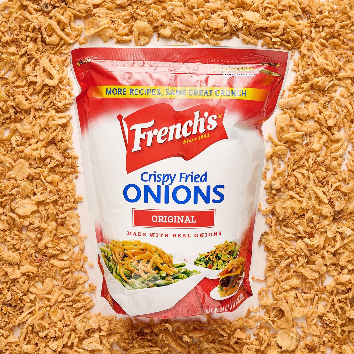 French's Original Crispy Fried Onions 24 oz – Kosher Certified Garnish for Diverse Family Tables