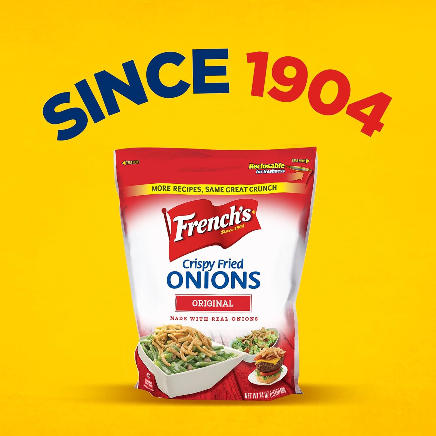 French's Original Crispy Fried Onions 24 oz – Kosher Certified Garnish for Diverse Family Tables