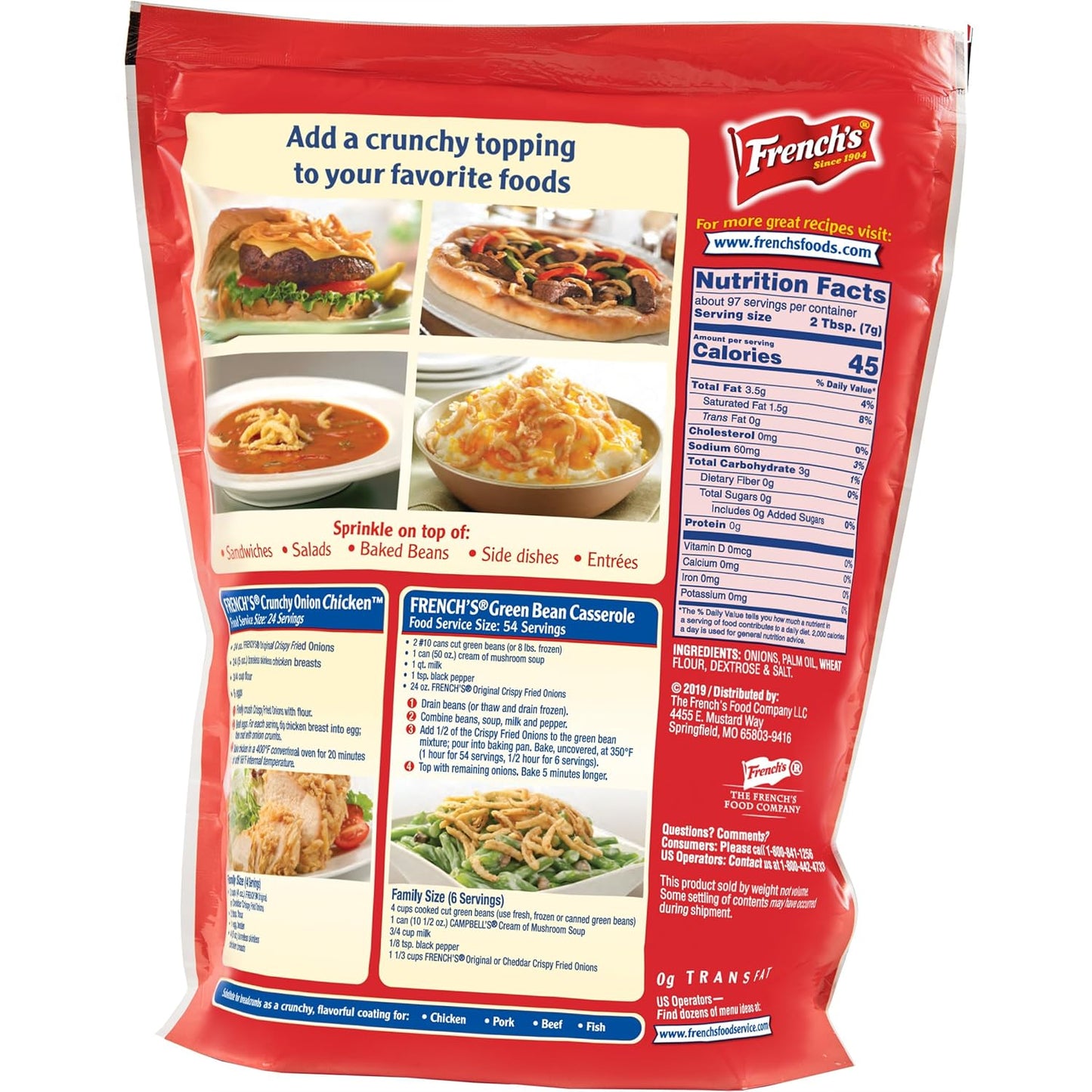 French's Original Crispy Fried Onions 24 oz – Kosher Certified Garnish for Diverse Family Tables