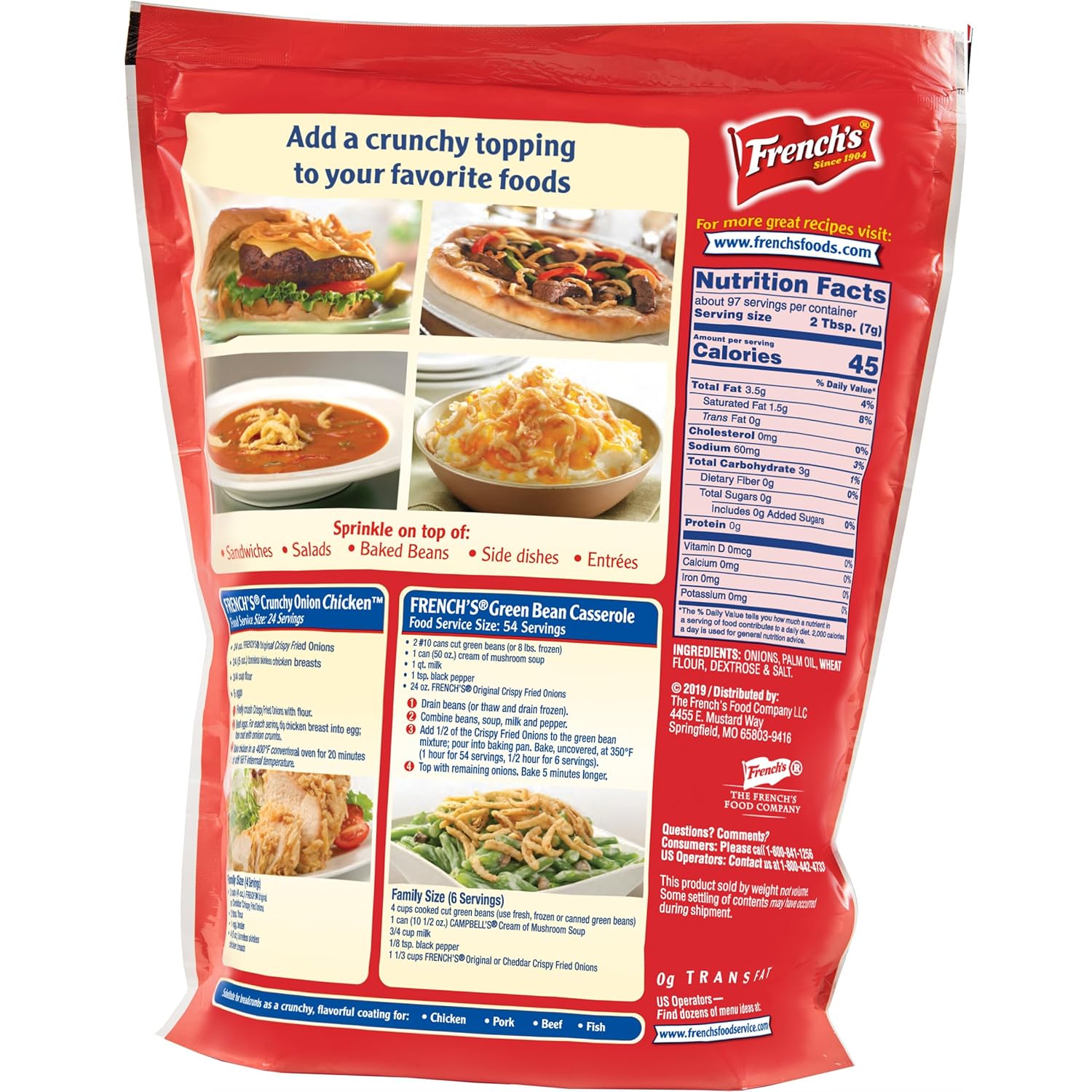 French's Original Crispy Fried Onions 24 oz – Kosher Certified Garnish for Diverse Family Tables