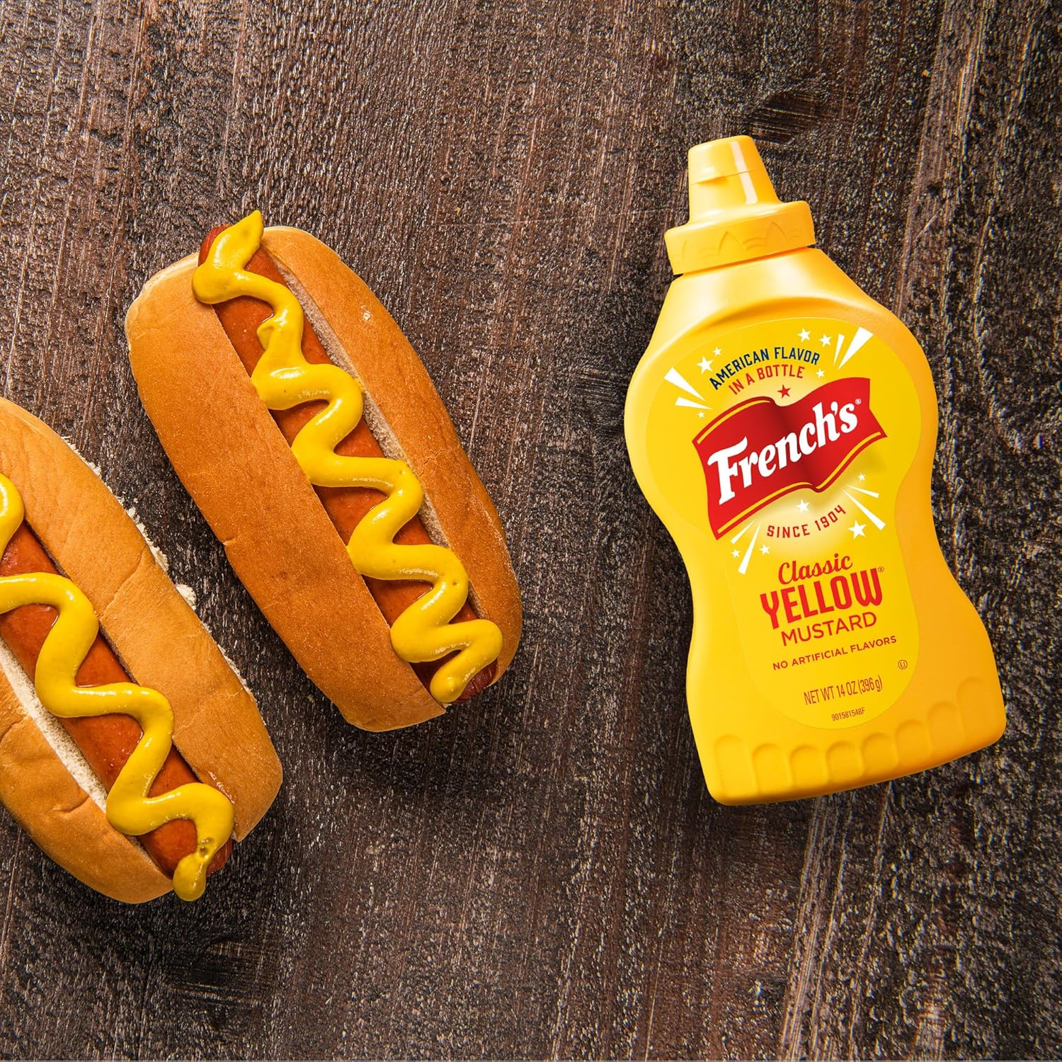 French's Stone-Ground Yellow Mustard – Camping & Picnic Condiment Pack for Grilled Sandwiches & Dips, 14 oz