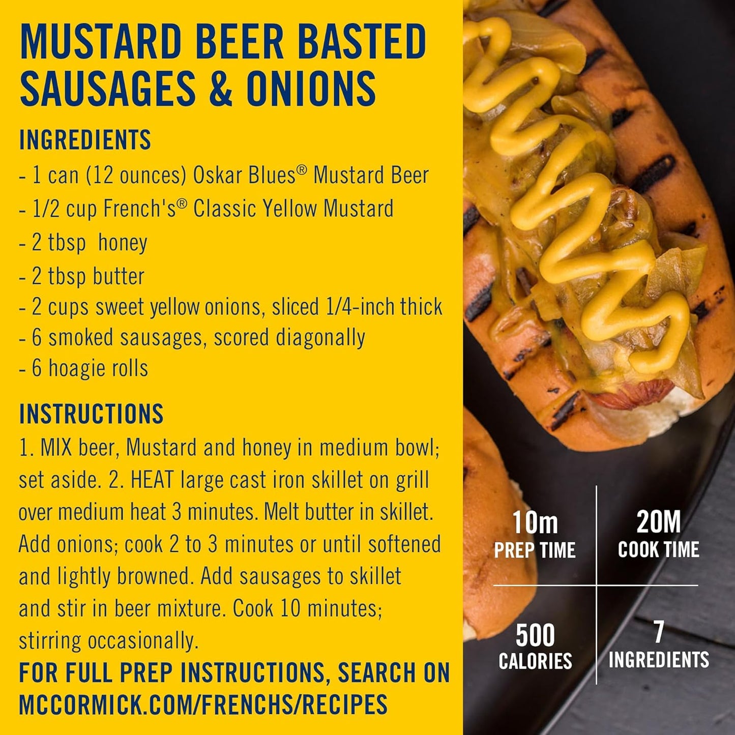 French's Stone-Ground Yellow Mustard – Camping & Picnic Condiment Pack for Grilled Sandwiches & Dips, 14 oz
