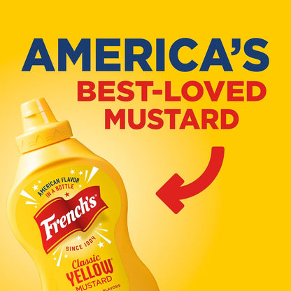 French's Stone-Ground Yellow Mustard – Camping & Picnic Condiment Pack for Grilled Sandwiches & Dips, 14 oz